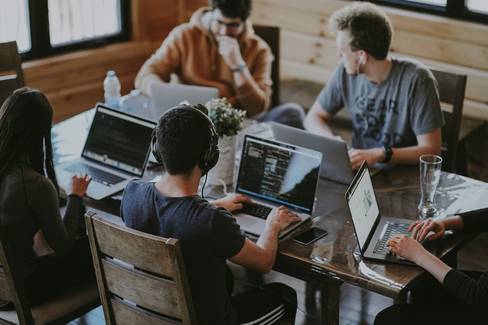 Colleagues working together at a laptop